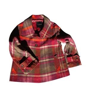 Talbots Women's Plaid Wool Blend Coat Size 2 Classic Preppy Cottage Chic